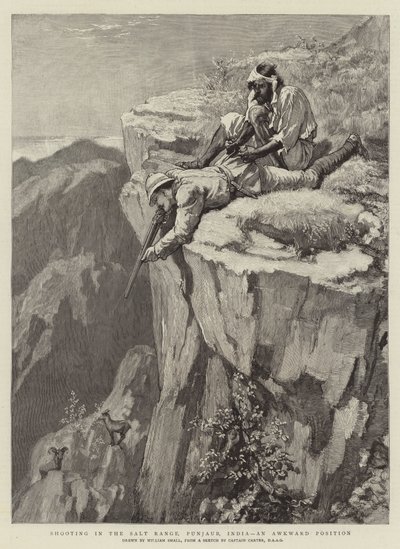 Shooting in the Salt Range, Punjaub, India, an Awkward Position by William Small